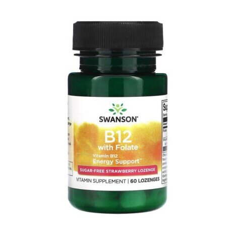 Vitamin B12 + Folate 1000 mcg 60 Drajeuri, fara zahar, Swanson