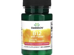 Vitamin B12 + Folate 1000 mcg 60 Drajeuri, fara zahar, Swanson